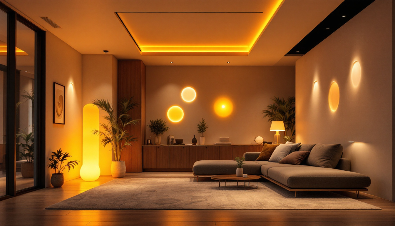 A photograph of a beautifully designed room featuring various recessed lighting fixtures