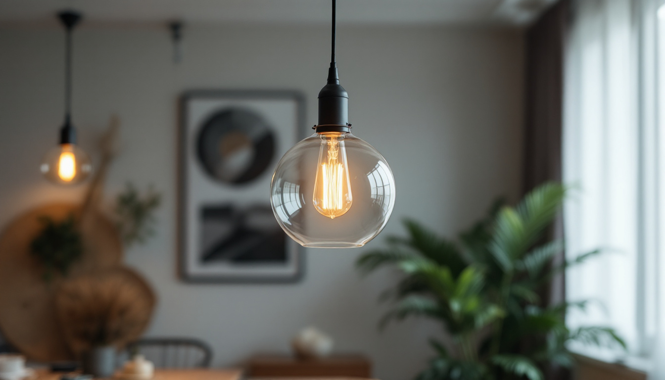 A photograph of capture a photograph of a beautifully designed pendant light hanging in a stylish interior setting