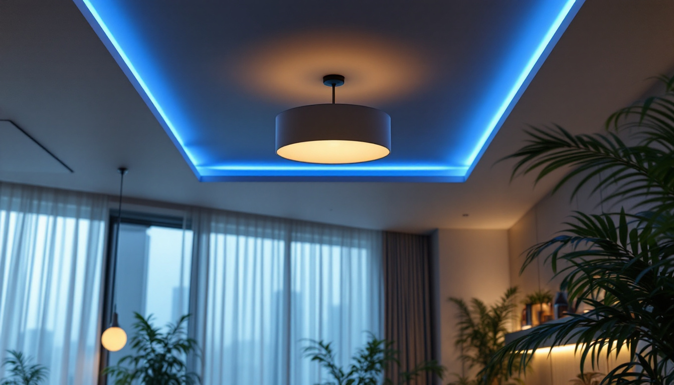 A photograph of a beautifully designed ceiling lighting fixture in a stylish interior setting