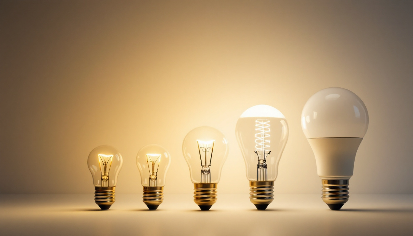 A photograph of a variety of light bulbs with different base sizes displayed side by side