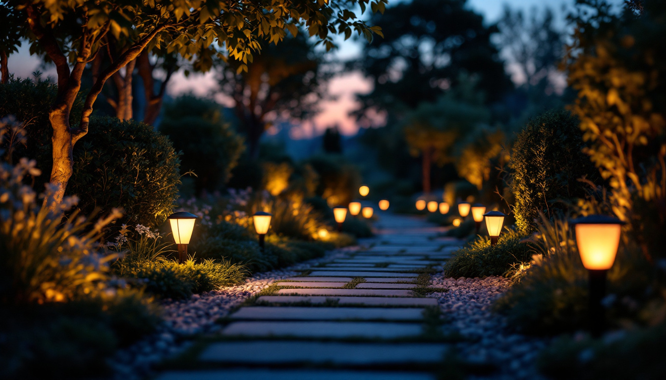 A photograph of capture a photograph of a beautifully illuminated outdoor space at dusk