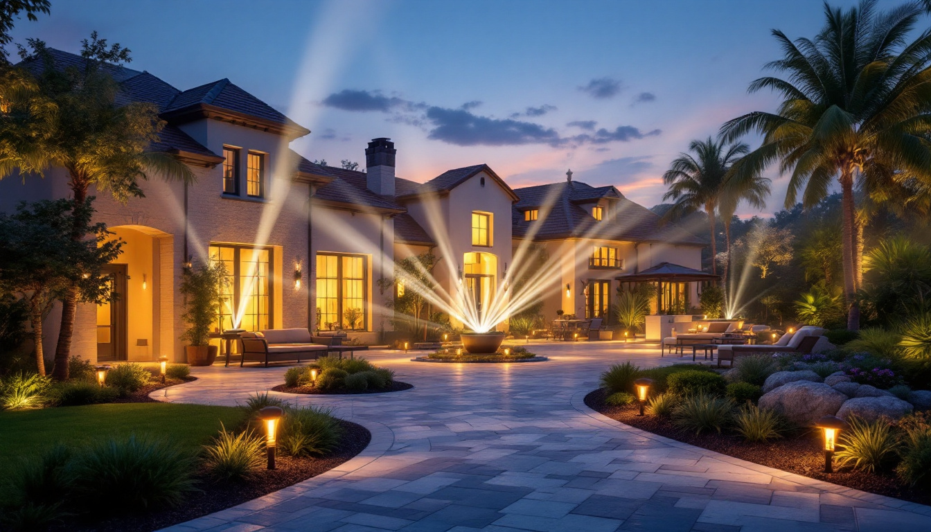 A photograph of a beautifully illuminated outdoor space at dusk