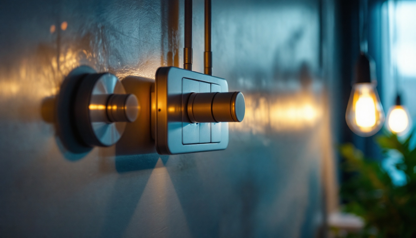 A photograph of a well-lit interior scene featuring a three-way switch setup