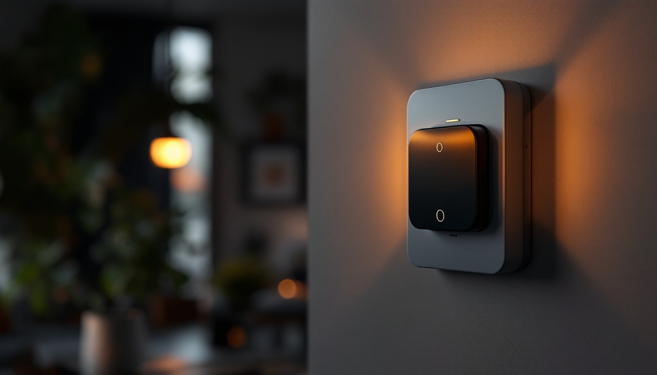 A photograph of a stylish light switch timer in a modern home setting
