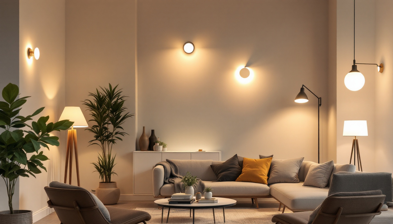 A photograph of a well-lit room showcasing various styles of satco lighting fixtures