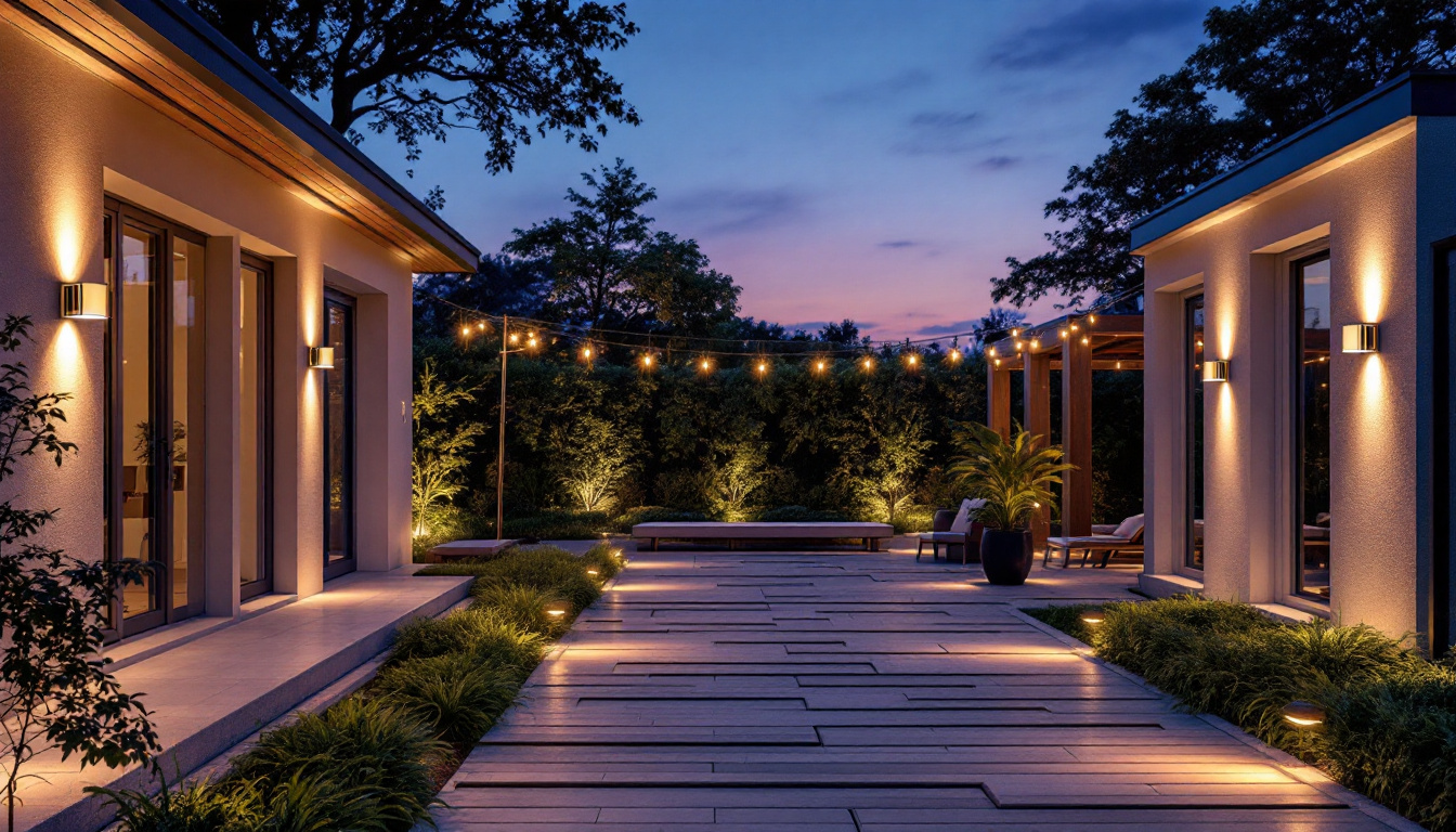 A photograph of a beautifully illuminated outdoor space at dusk