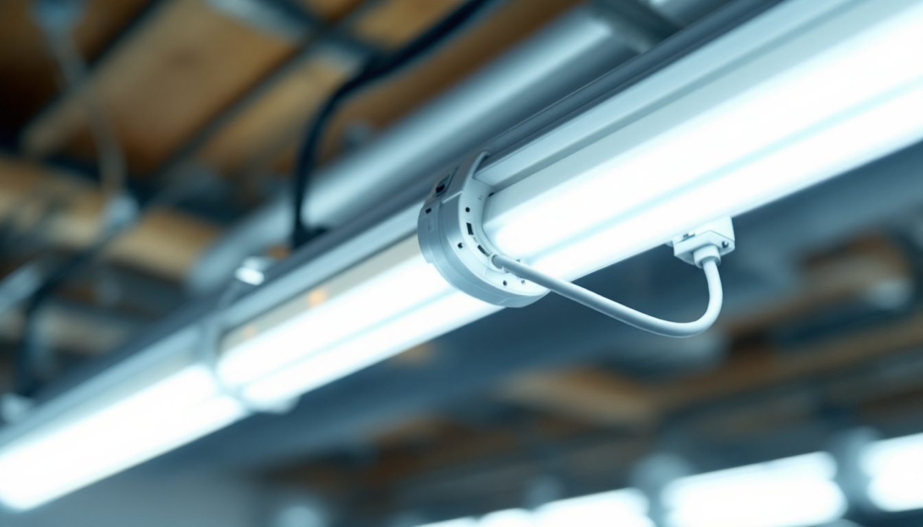 A photograph of a close-up view of a fluorescent light ballast