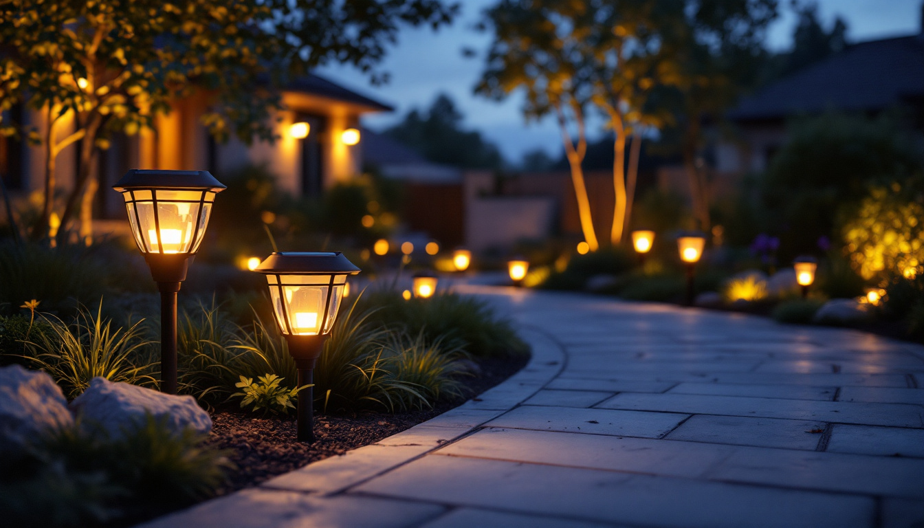A photograph of a beautifully illuminated outdoor space at dusk