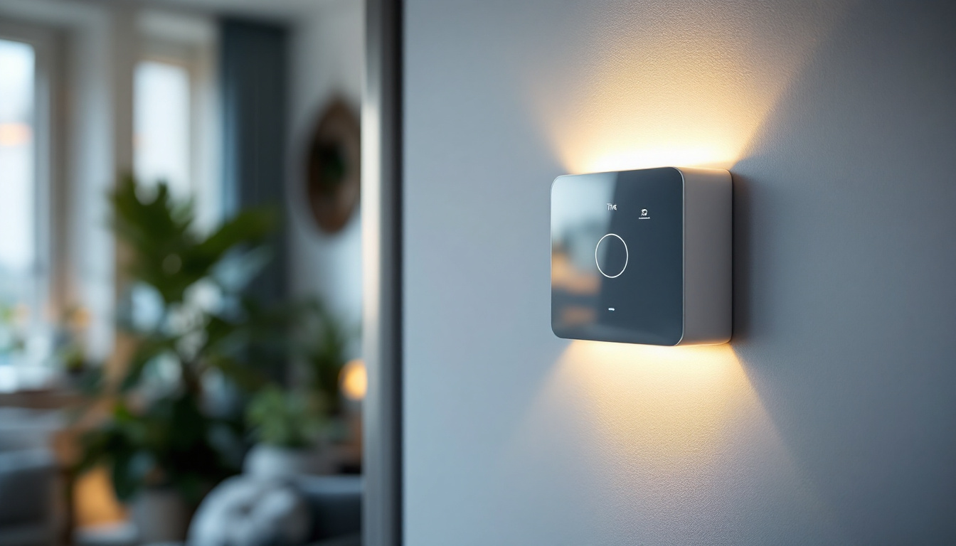 A photograph of a modern timer switch installed on a stylish wall