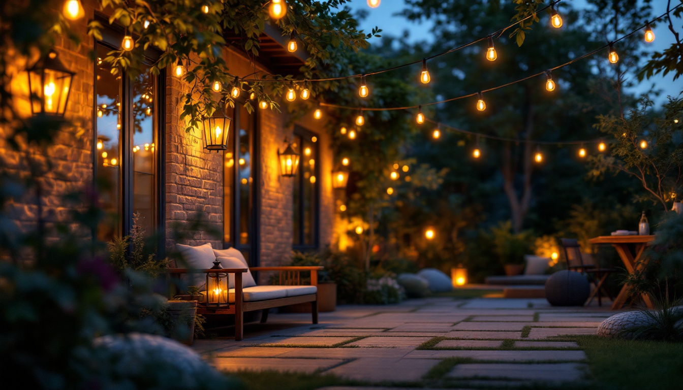 A photograph of a beautifully illuminated outdoor space at dusk