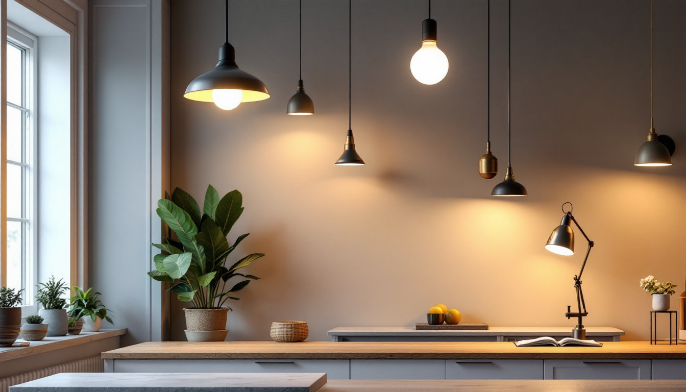 A photograph of a beautifully lit interior space showcasing a variety of lighting fixtures