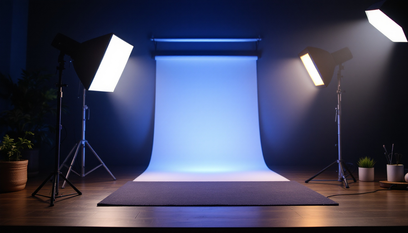A photograph of a well-lit scene showcasing various light sources and their effects on a subject