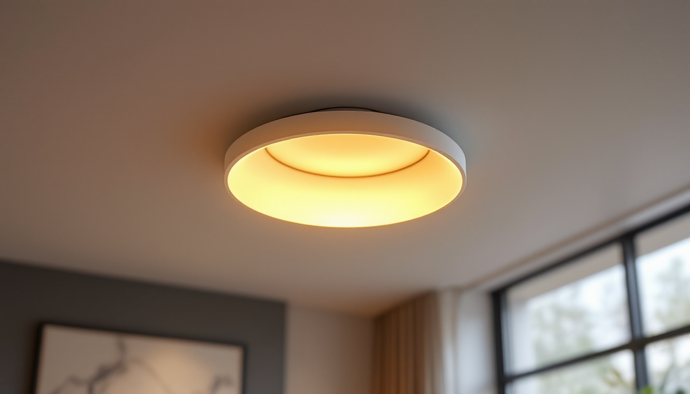 A photograph of a modern recessed light conversion kit installed in a stylish ceiling