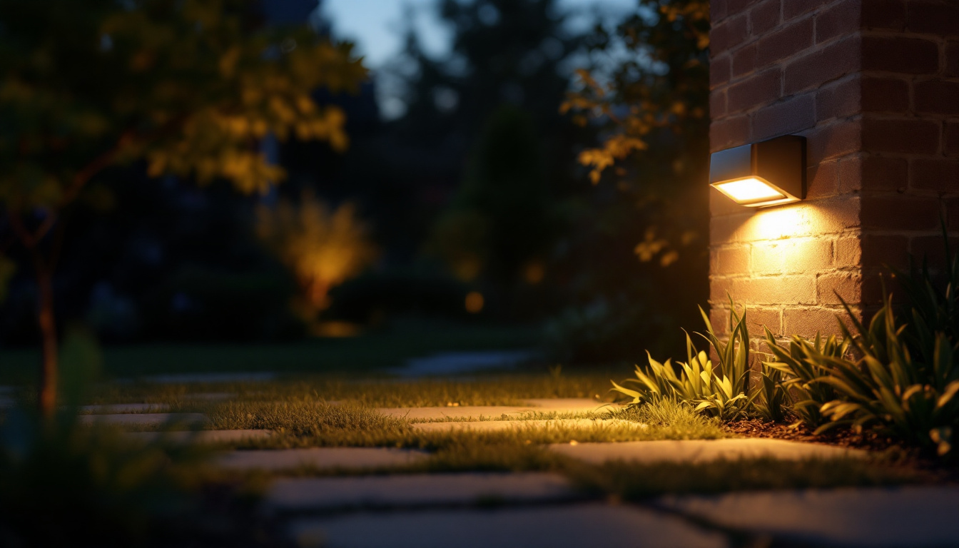 A photograph of a motion sensor outdoor light in action