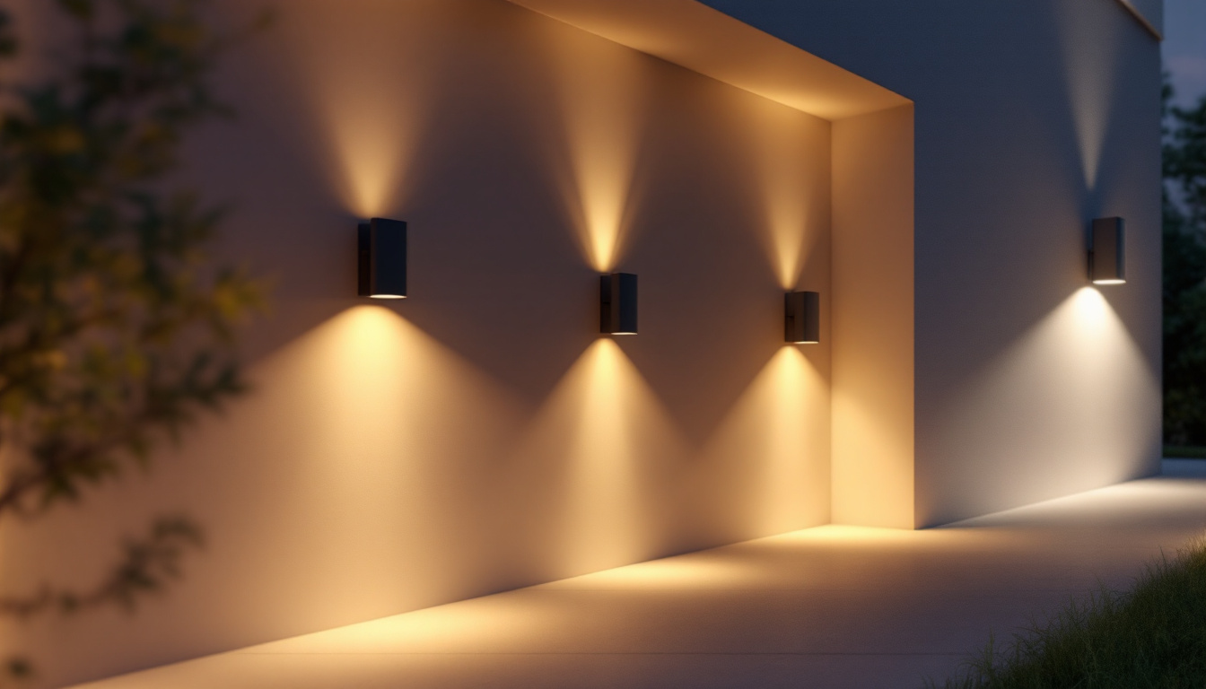 A photograph of a beautifully illuminated outdoor space featuring various styles of house lighting