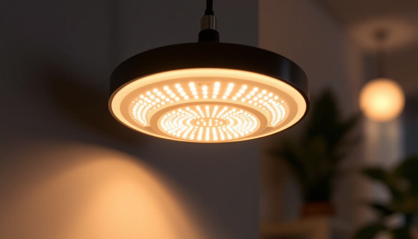 A photograph of a modern led light fixture installed in a stylish interior setting
