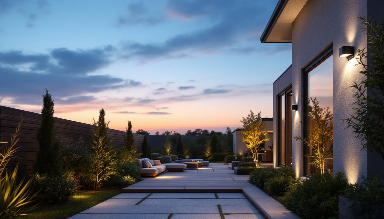A photograph of a beautifully illuminated outdoor space at dusk