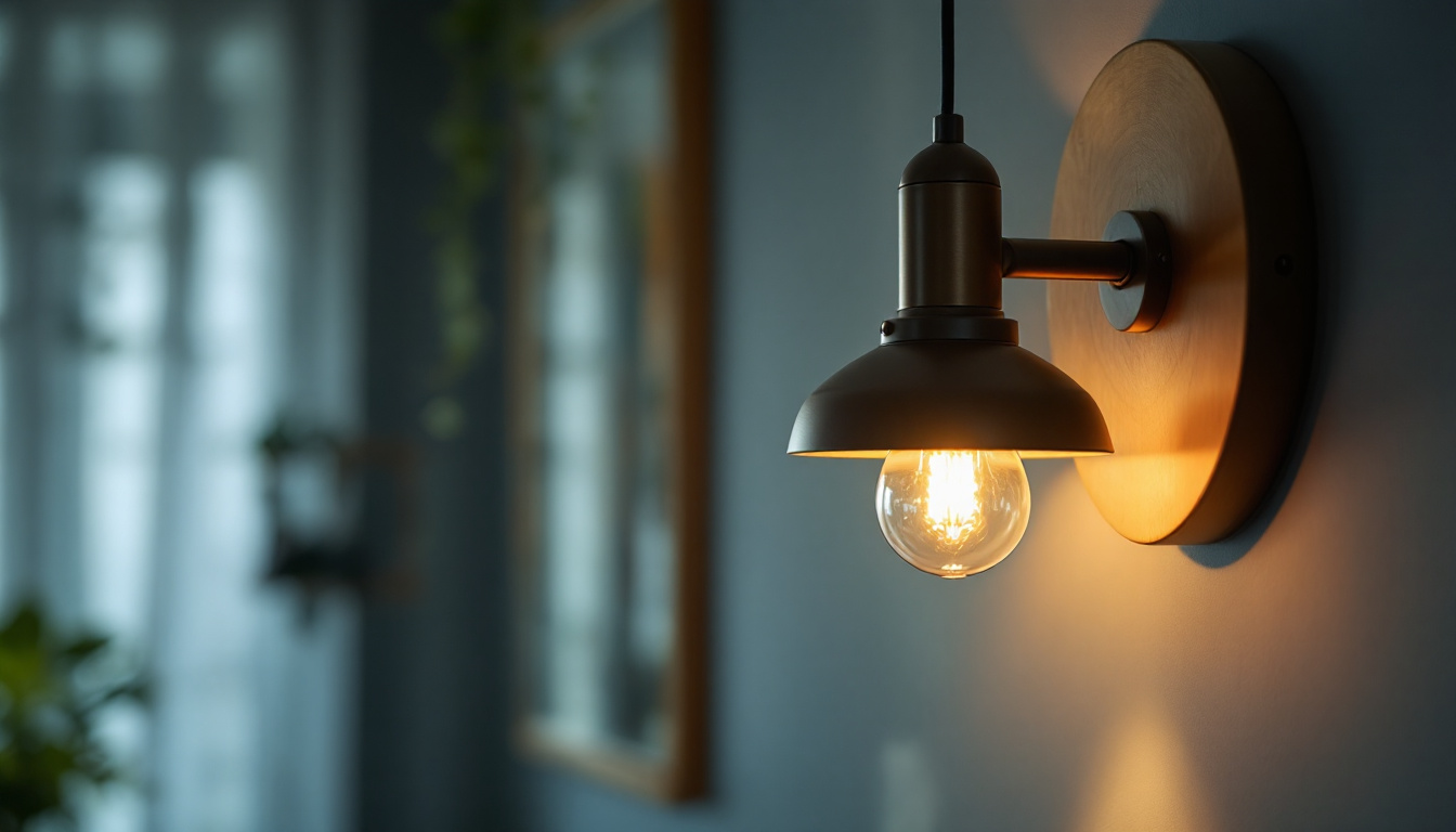 A photograph of a stylish and modern fixture light illuminating a cozy interior space