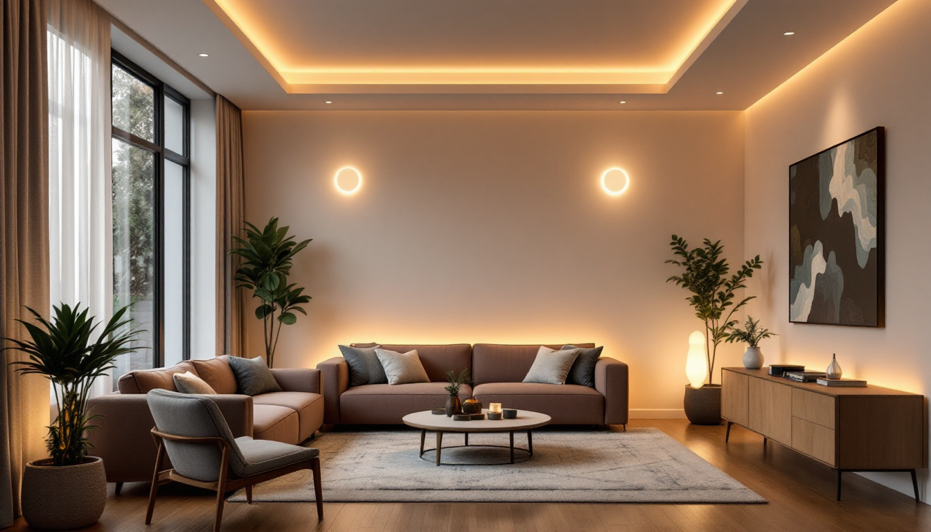 A photograph of a beautifully designed interior space featuring flush mount led lights