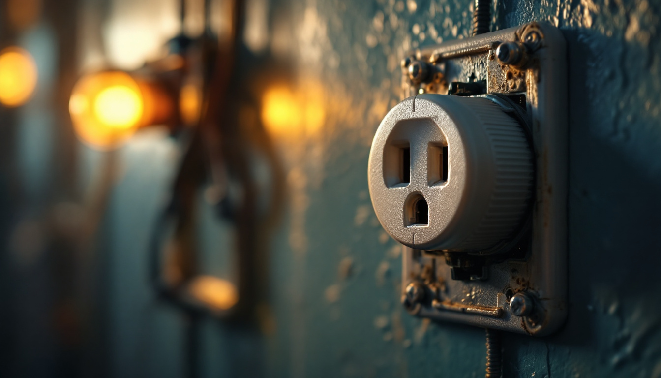 A photograph of a close-up of an electrical receptacle with a light switch