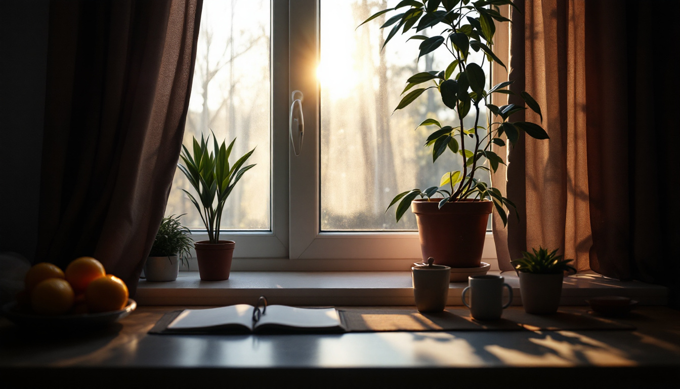 A photograph of a well-lit scene showcasing the interplay of natural and artificial lighting