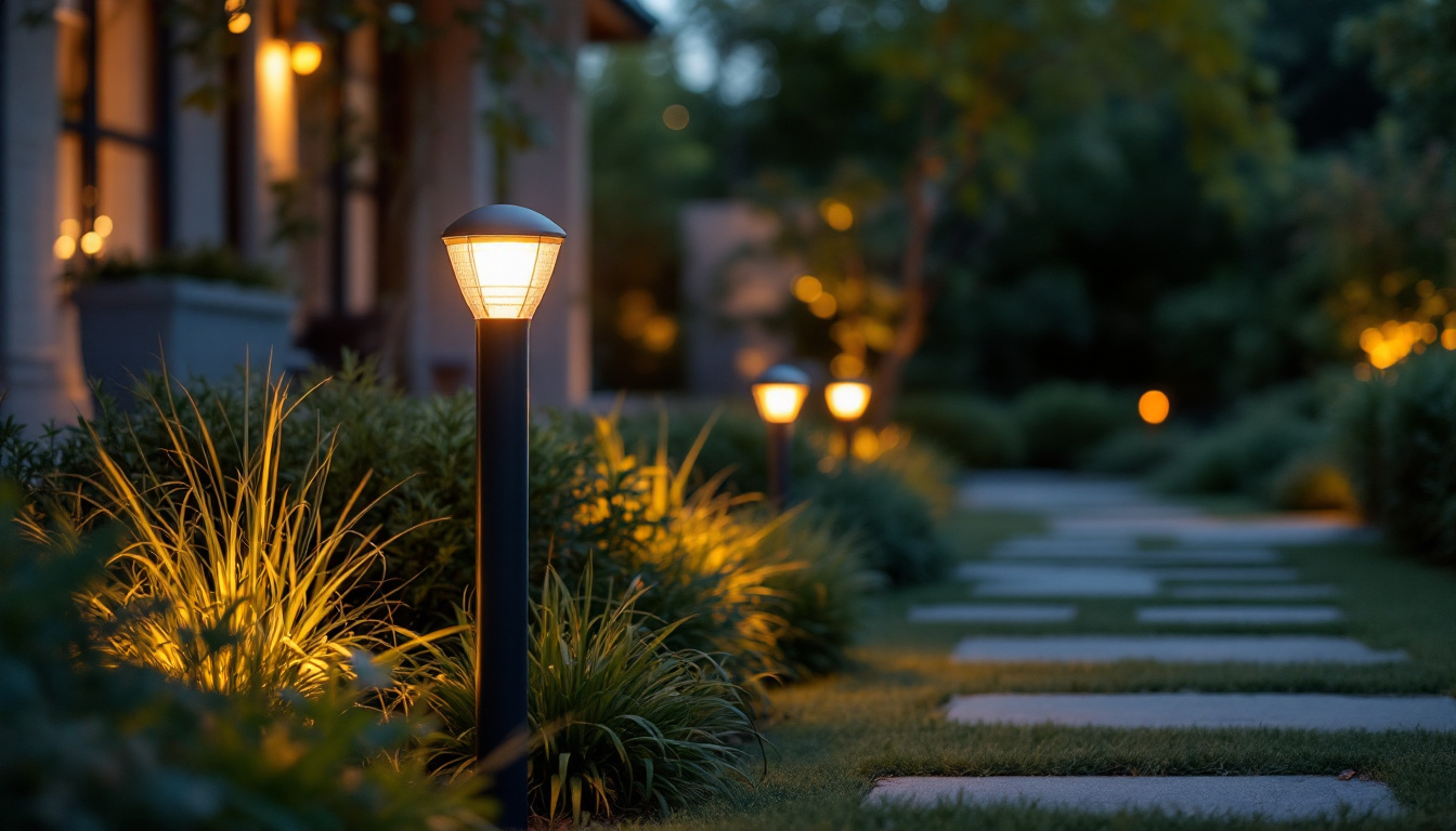 A photograph of a beautifully illuminated outdoor space featuring a stylish motion light in action