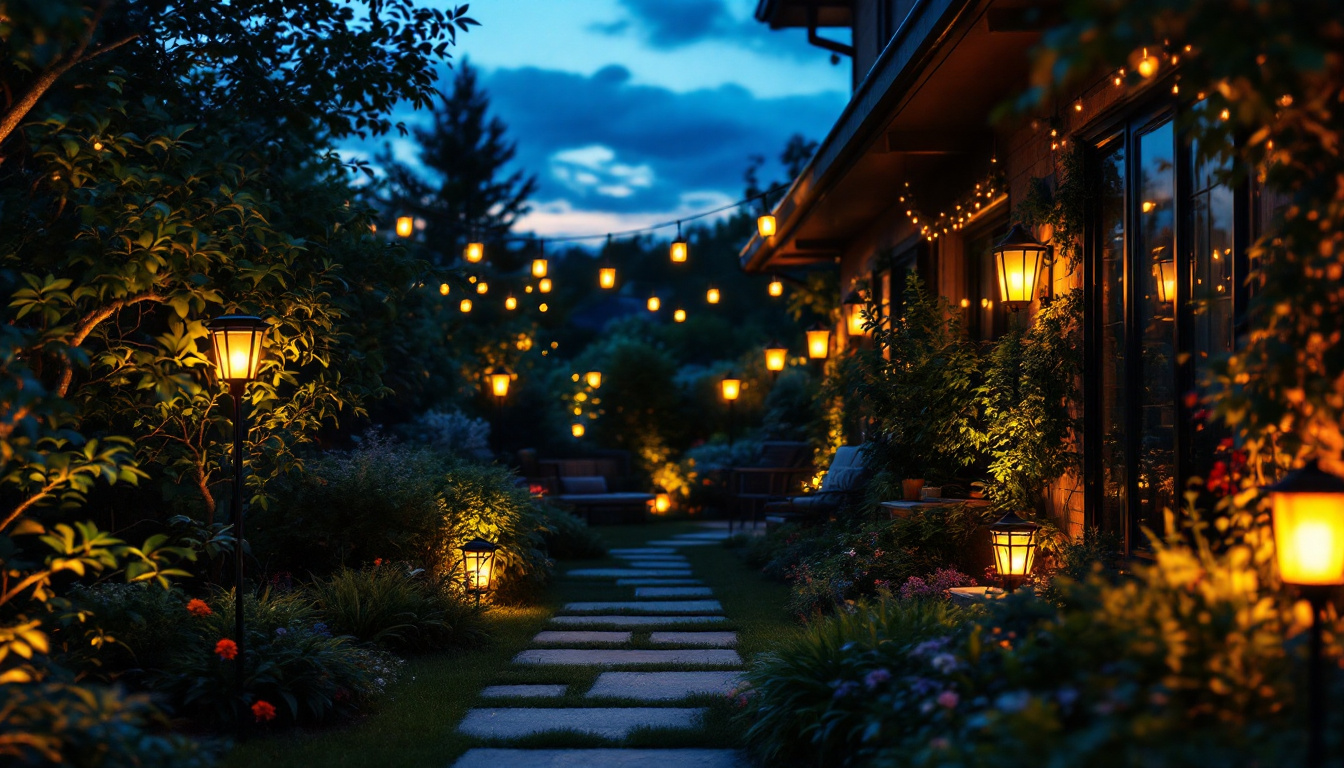 A photograph of a beautifully illuminated outdoor space at dusk