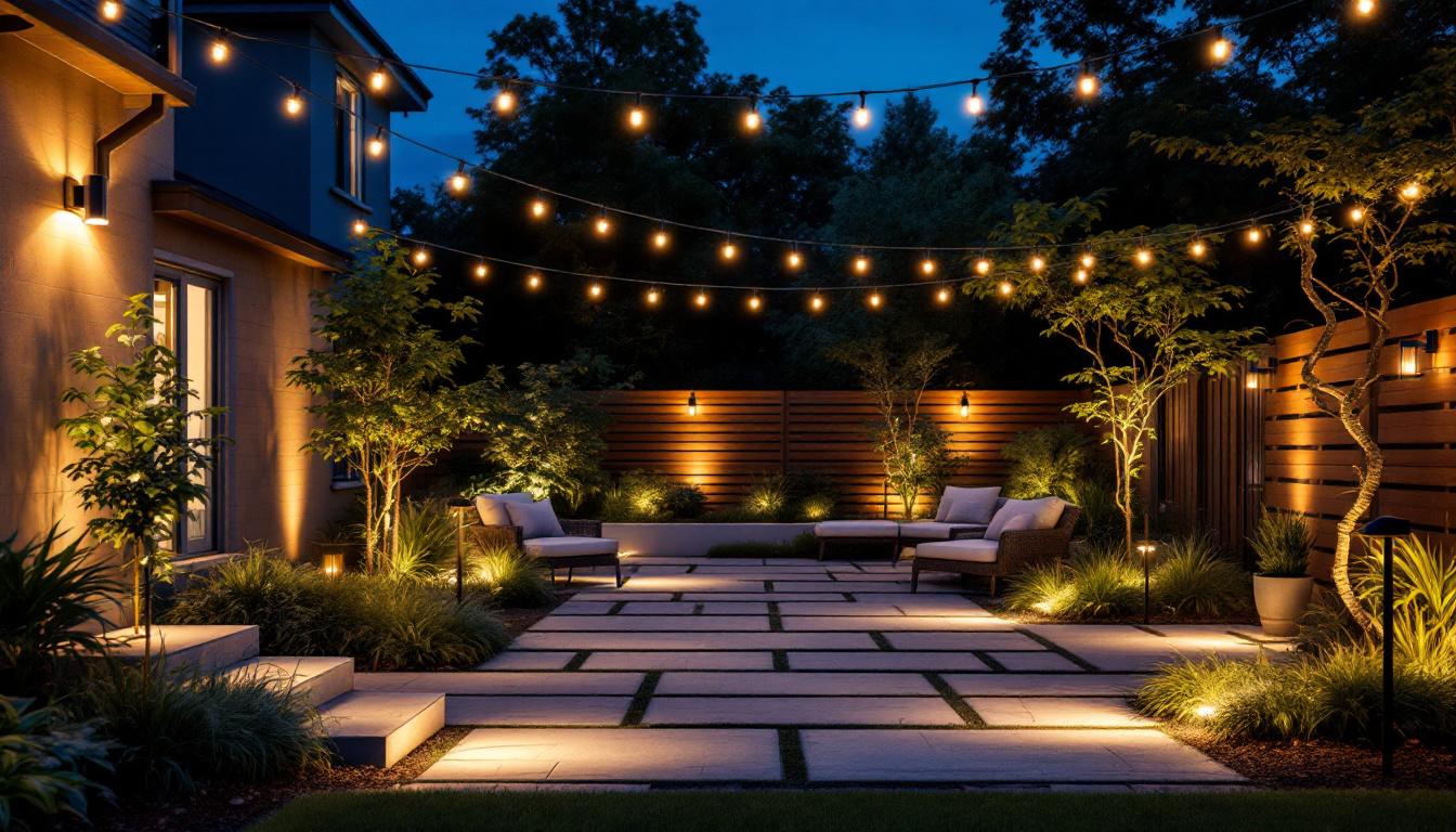 A photograph of a beautifully illuminated outdoor space at dusk