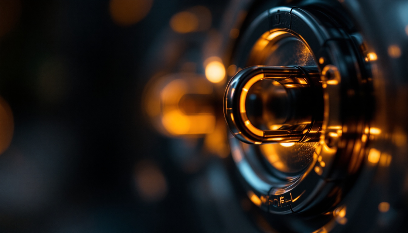 A photograph of a close-up of a twist lock mechanism in a lighting fixture