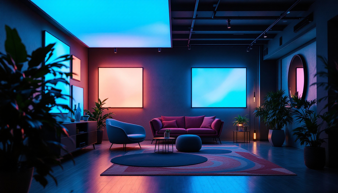 A photograph of a beautifully designed space illuminated by led panels