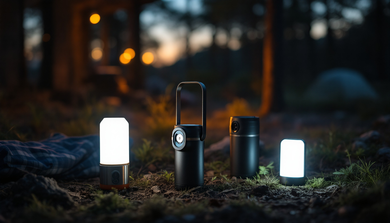 A photograph of a variety of portable lighting solutions in use