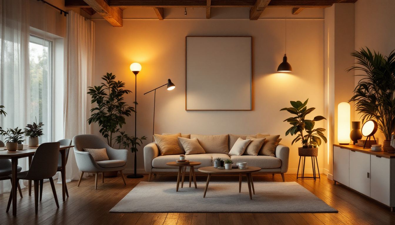 A photograph of a beautifully illuminated indoor space showcasing various ge lighting products in use
