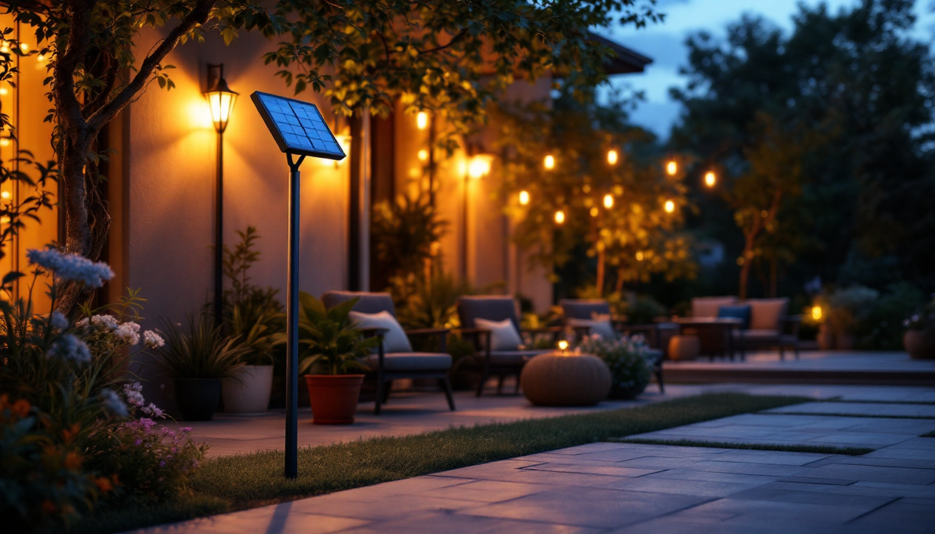 A photograph of a beautifully illuminated outdoor space showcasing the 2 pack solar light sign in action during dusk
