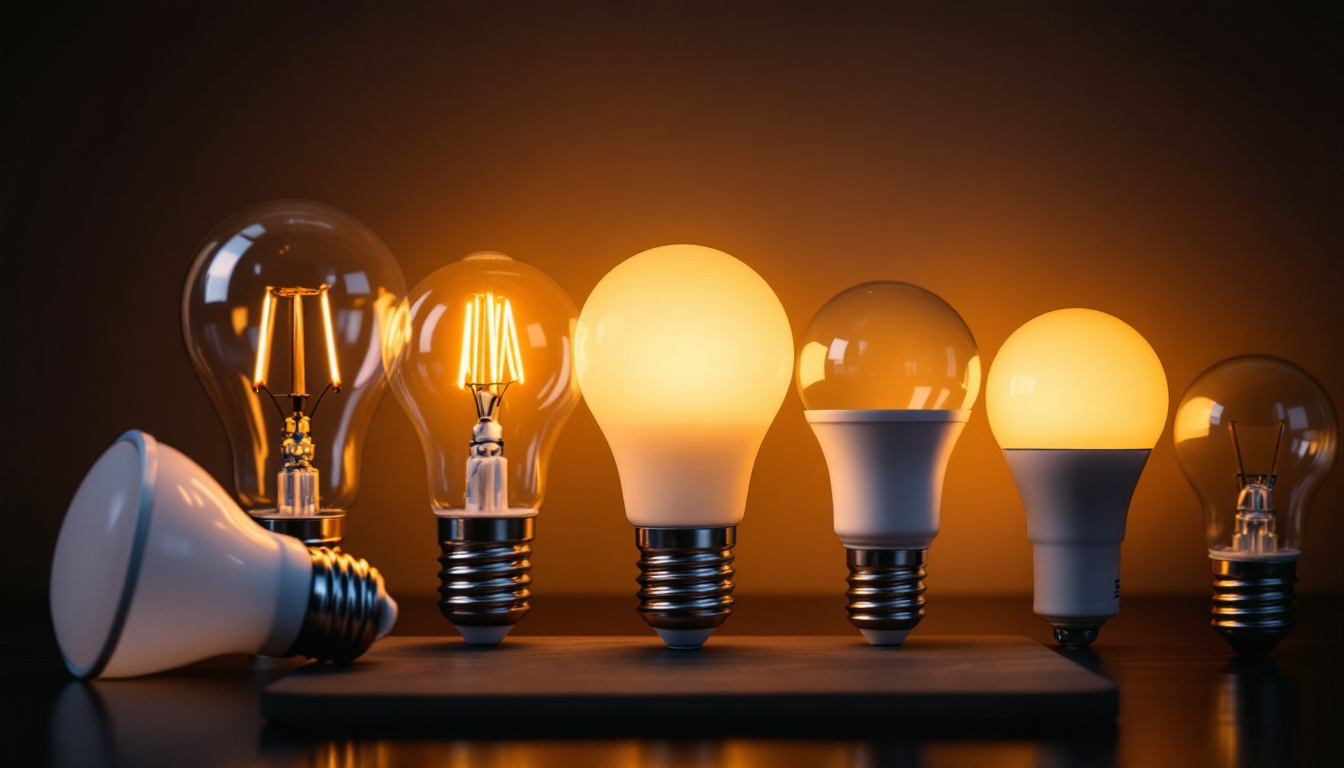 A photograph of a visually appealing arrangement of various light bulb base types