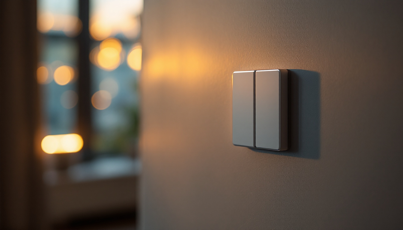 A photograph of a modern light switch in a stylish interior setting
