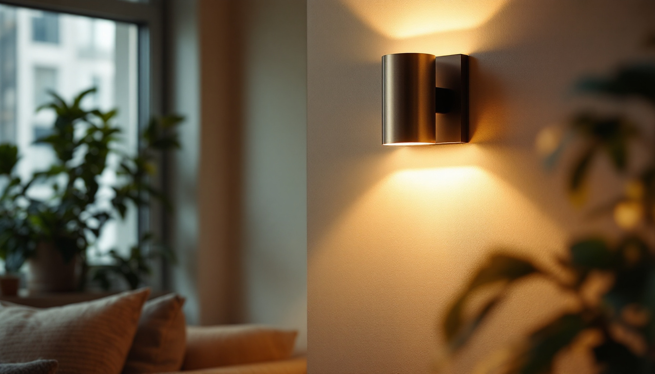 A photograph of a beautifully designed wall light sconce in a cozy