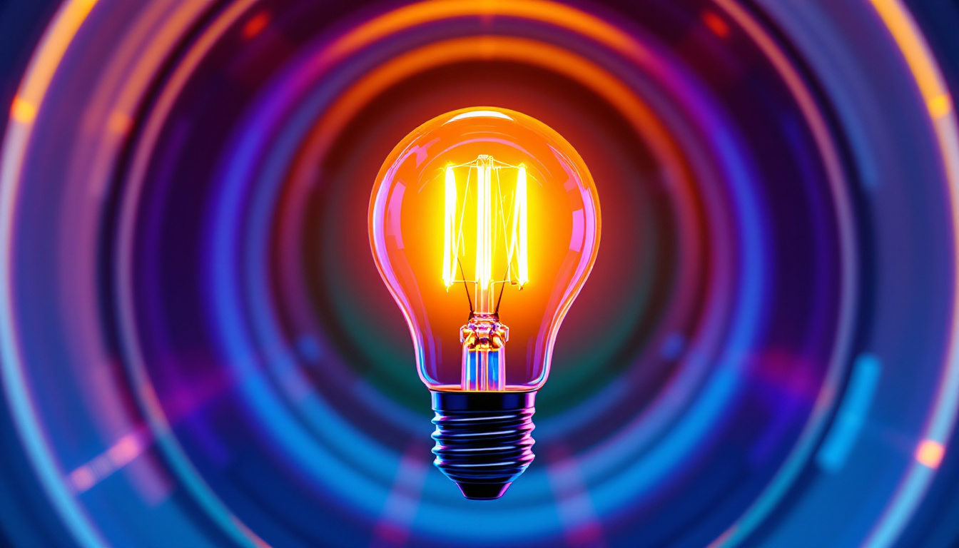 A photograph of a close-up shot of a glowing fluorescent bulb in a modern lighting fixture