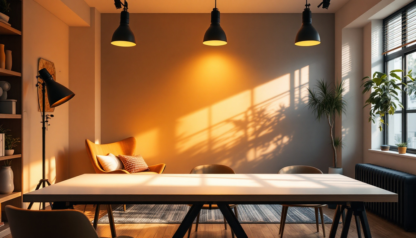 A photograph of a well-lit interior space showcasing three distinct lighting setups using 4000k