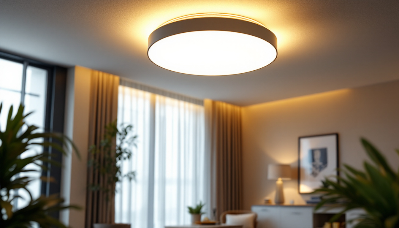 A photograph of a modern led ceiling light fixture installed in a stylish