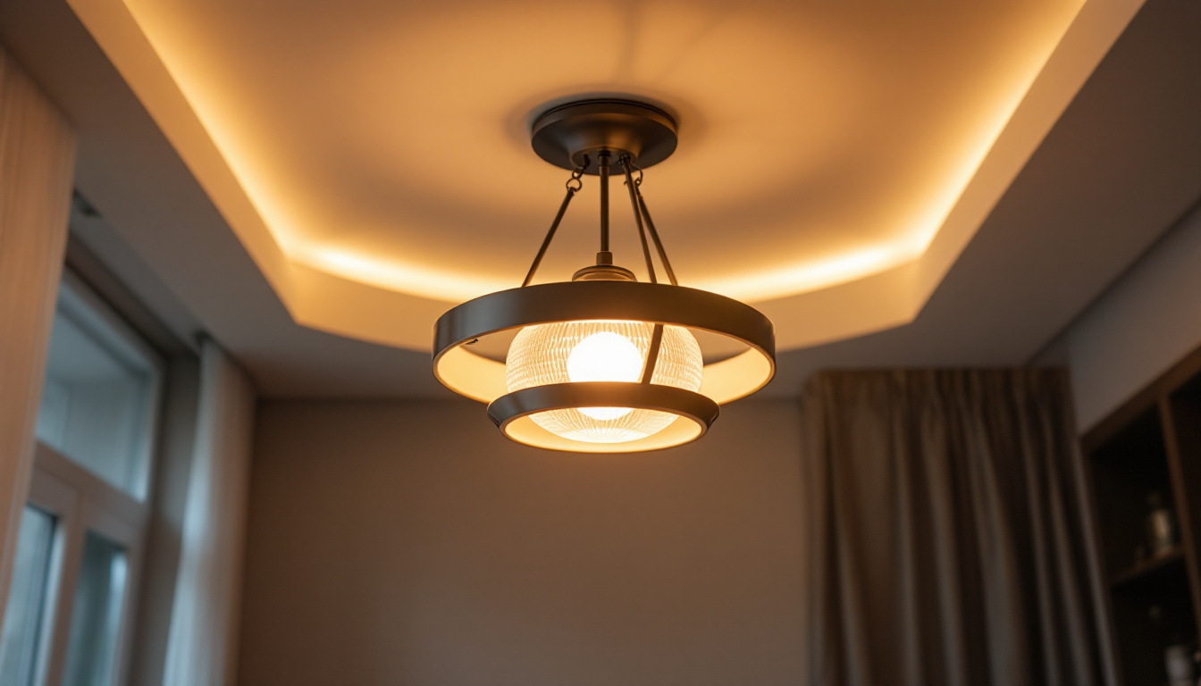 A photograph of a beautifully designed ceiling light fixture in a well-lit room