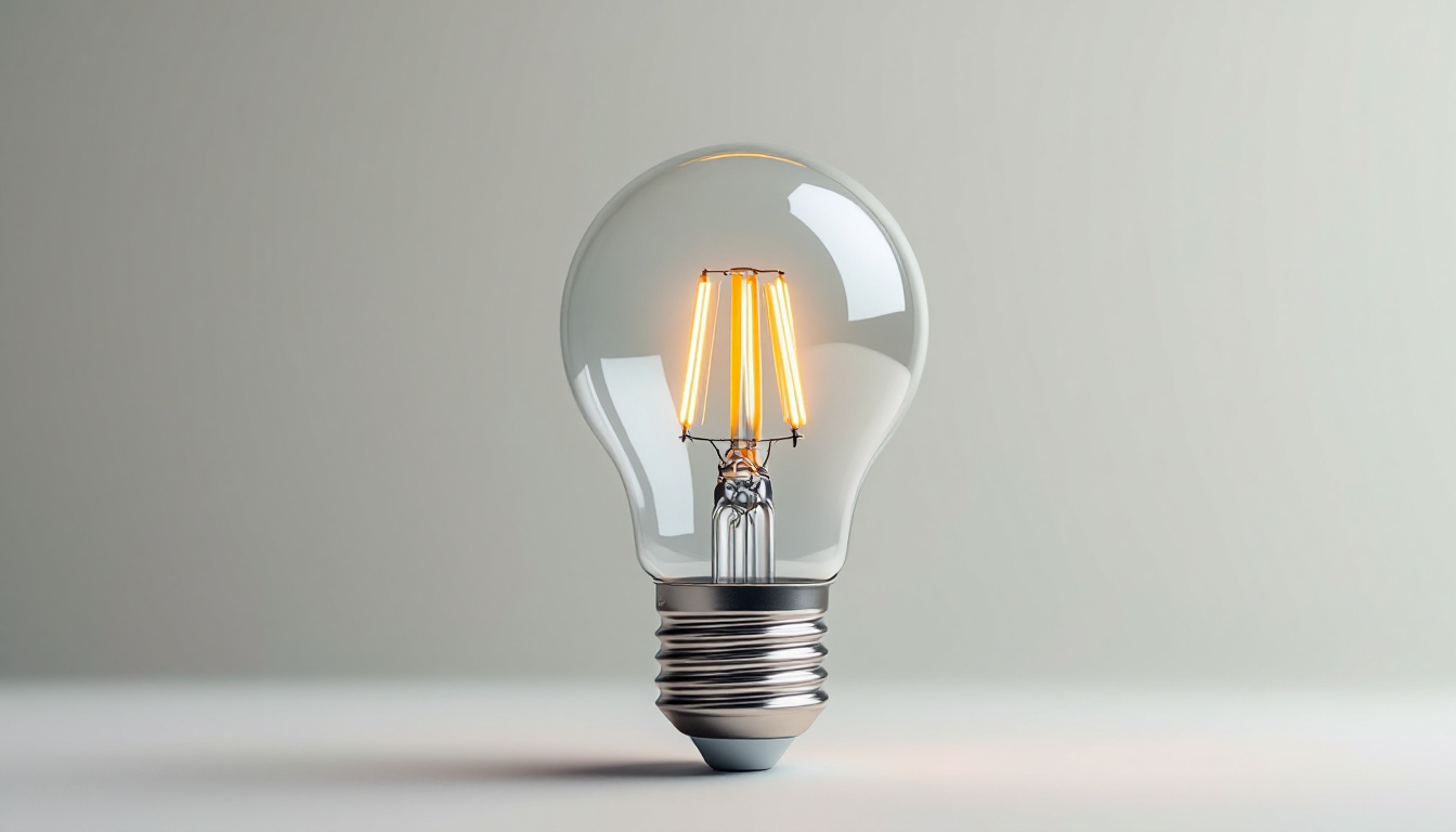 A photograph of a standard light bulb with its base prominently displayed