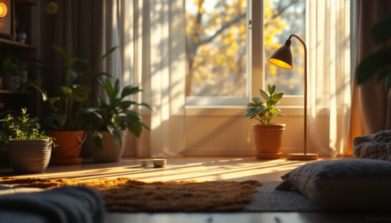 A photograph of a beautifully lit scene showcasing the interplay of natural and artificial light
