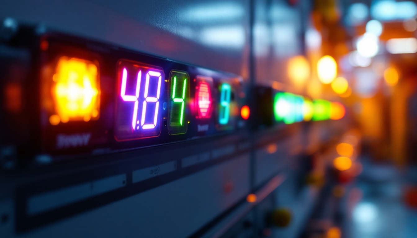 A photograph of capture a photograph of a close-up view of a 480-volt three-phase indicator light panel