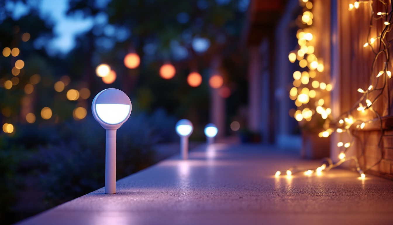 A photograph of a beautifully illuminated outdoor scene at dusk
