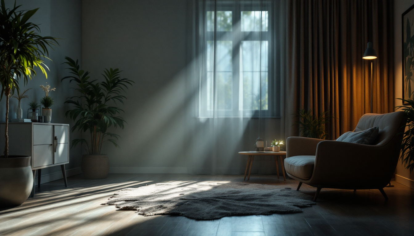 A photograph of a well-lit scene that showcases the interplay of natural and artificial lighting