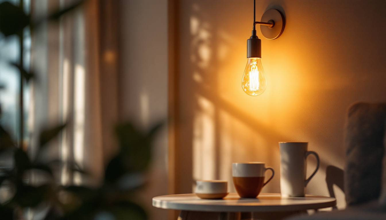 A photograph of a beautifully designed lighting fixture in a cozy