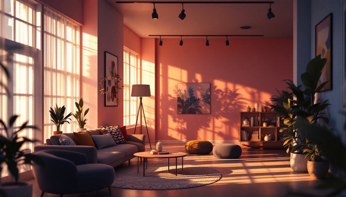 A photograph of a beautifully lit interior space that showcases the interplay of natural and artificial lighting