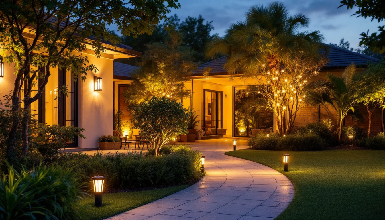 A photograph of a beautifully illuminated outdoor space at dusk