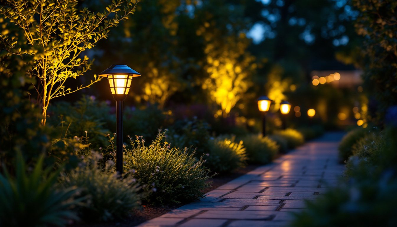 A photograph of capture a photograph of a beautifully lit outdoor space at dusk
