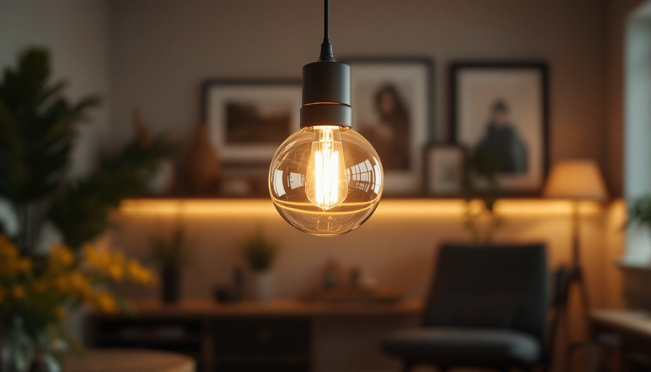 A photograph of capture a photograph of a stylish pendant light fixture hanging in a beautifully decorated space